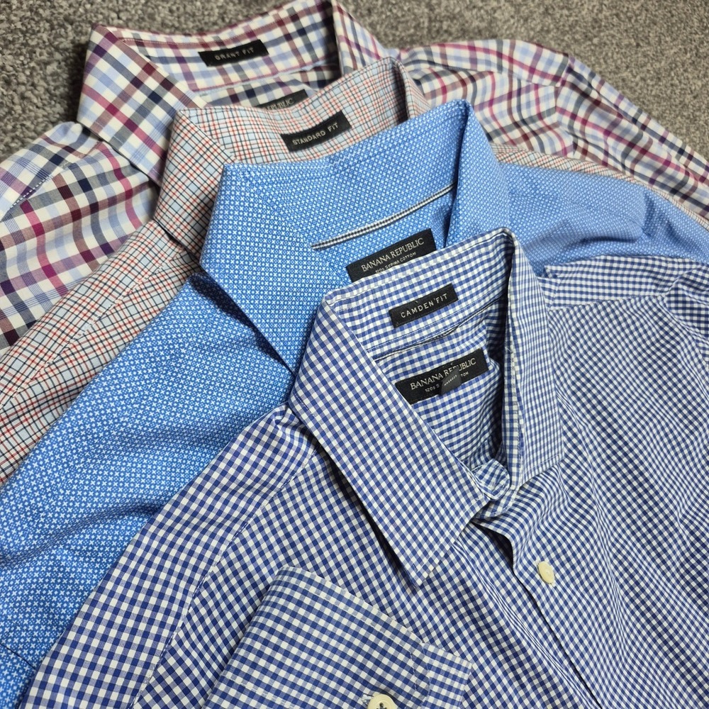Lot of 4 Banana Republic Button Down Shirts Mens XL Multi‎ Color Plaid Gingham